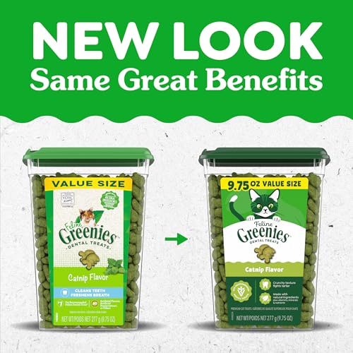 Buy now Greenies Feline Veterinarian-Recommended Adult Natural Dental Cat Treats, Catnip Flavor, 21 oz. Tub at indiglob india