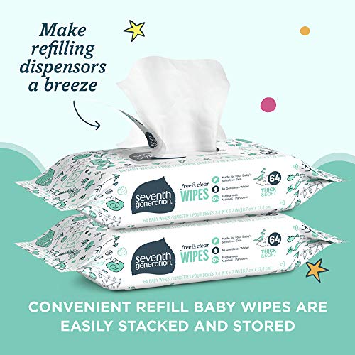 Buy now Seventh Generation Free & Clear Baby Wipes Refill Unscented and Sensitive Gentle as Water 64 count Pack of 12 (768 Total) at indiglob india