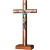 KUXBET Wood Standing Cross 5inch Small Crucifix - Jesus Christ Wall Cross Crucifix for Table or Wall Decor Home Decoration - Antique Gold