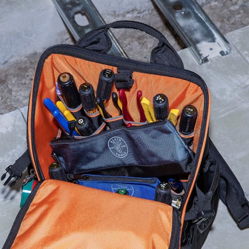 Buy now Klein Tools 55559 Stand-Up Zipper Bag Tool Pouch with Carabiners, 7-Inch Blue and 14-Inch Gray Utility Bags with Reinforced Bottom, 2-Pack at indiglob india