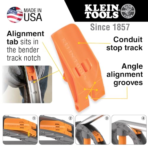 Buy now Klein Tools 51607 Aluminum Conduit Bender Full Assembly, 3/4-Inch EMT, 1/2-Inch Rigid, Wide Foot Pedal, Benchmark Symbols and Angle Setter at indiglob india