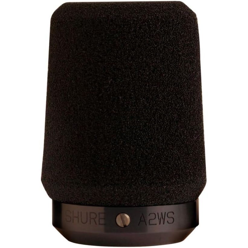 Shure A2WS Locking Microphone Windscreen - Reduces Unwanted Breath and Wind Noise, Black - Compatible with SM57 and 545 Series Mics (A2WS-BLK)