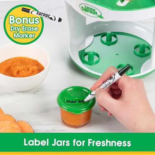 Buy now Glass Baby Food Storage Containers (4 Pk) - 2oz Jars in Stackable Storage Tray w Tight Interlocking Base- Dry-Erase Marker Labeling- Microwave Freezer Dishwasher Safe- Babyfood Breast Milk, Gift at indiglob india
