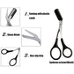 Professional Precision Eyebrow Trimmer Scissors Scissors with Comb and Non Slip Finger Grips Black Silver Tone for Men Women Hair Removal Grooming Shaping Black