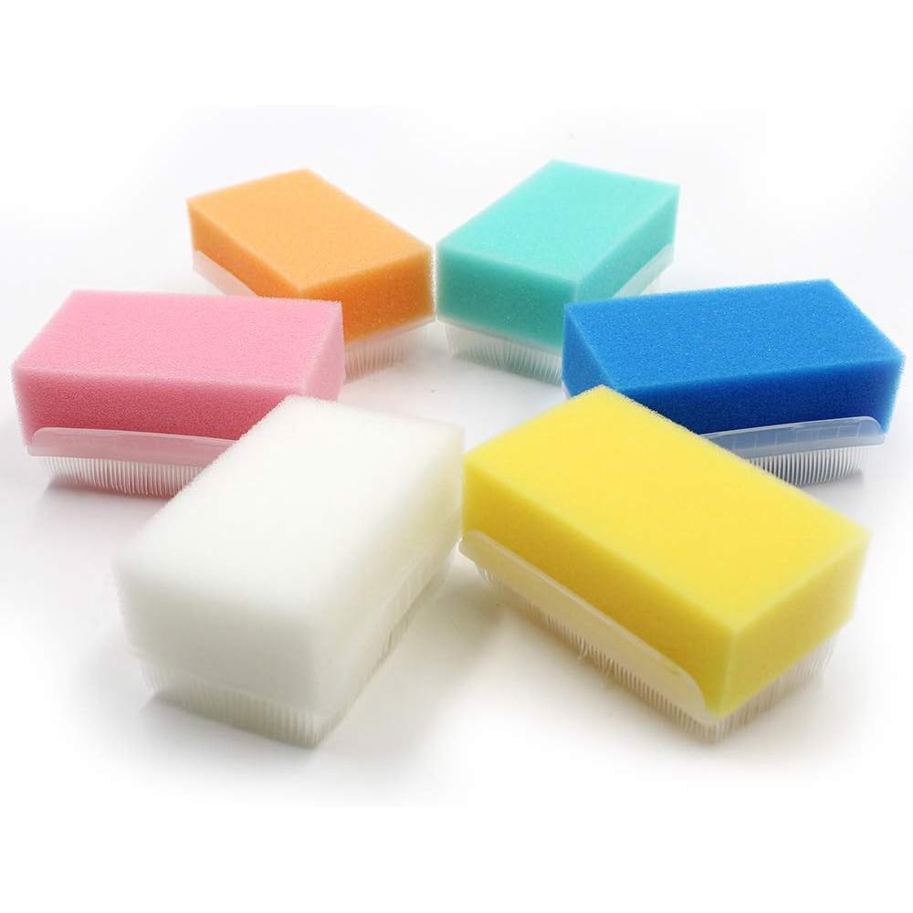 Wellgler's Autism Sensory Brush for Therapy,Surgical Scrub Brush,Bbaby Sponge for Bathing, Cradle Cap Brush (6Pack)