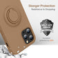 MOCCA Compatible with iPhone 12 Pro Max Phone Case 6.7 inch with Ring Kickstand | Super Soft Microfiber Lining | Anti-Scratch Full-Body Shockproof Protective Case for iPhone 12 Pro Max - Light Brown