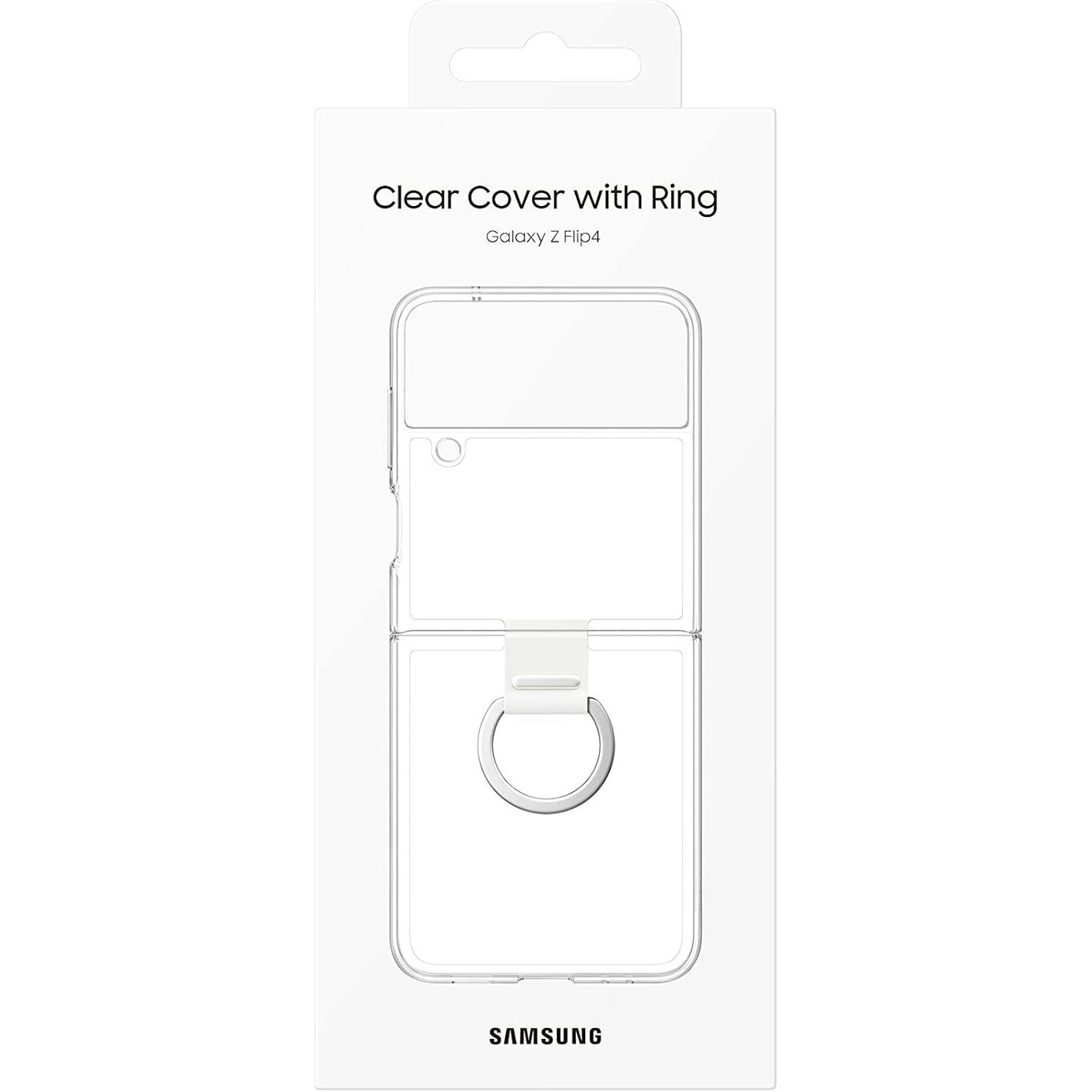 SAMSUNG Galaxy Z Flip4 Clear Cover with Ring, Protective Phone Case with Finger Loop, Handheld Design, US Version, Transparent