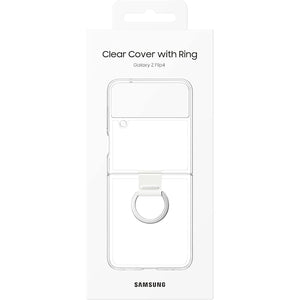 SAMSUNG Galaxy Z Flip4 Clear Cover with Ring, Protective Phone Case with Finger Loop, Handheld Design, US Version, Transparent