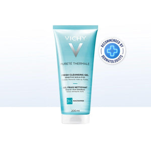 VICHY Pureté Thermale Fresh Cleansing Gel, Formulated With Glycerin, Gentle Gel Cleanser & Makeup Remover, Removes Impurities Without Overdrying, Safe For Sensitive Skin & Eyes 6.7 Fl Oz (Pack of 1)