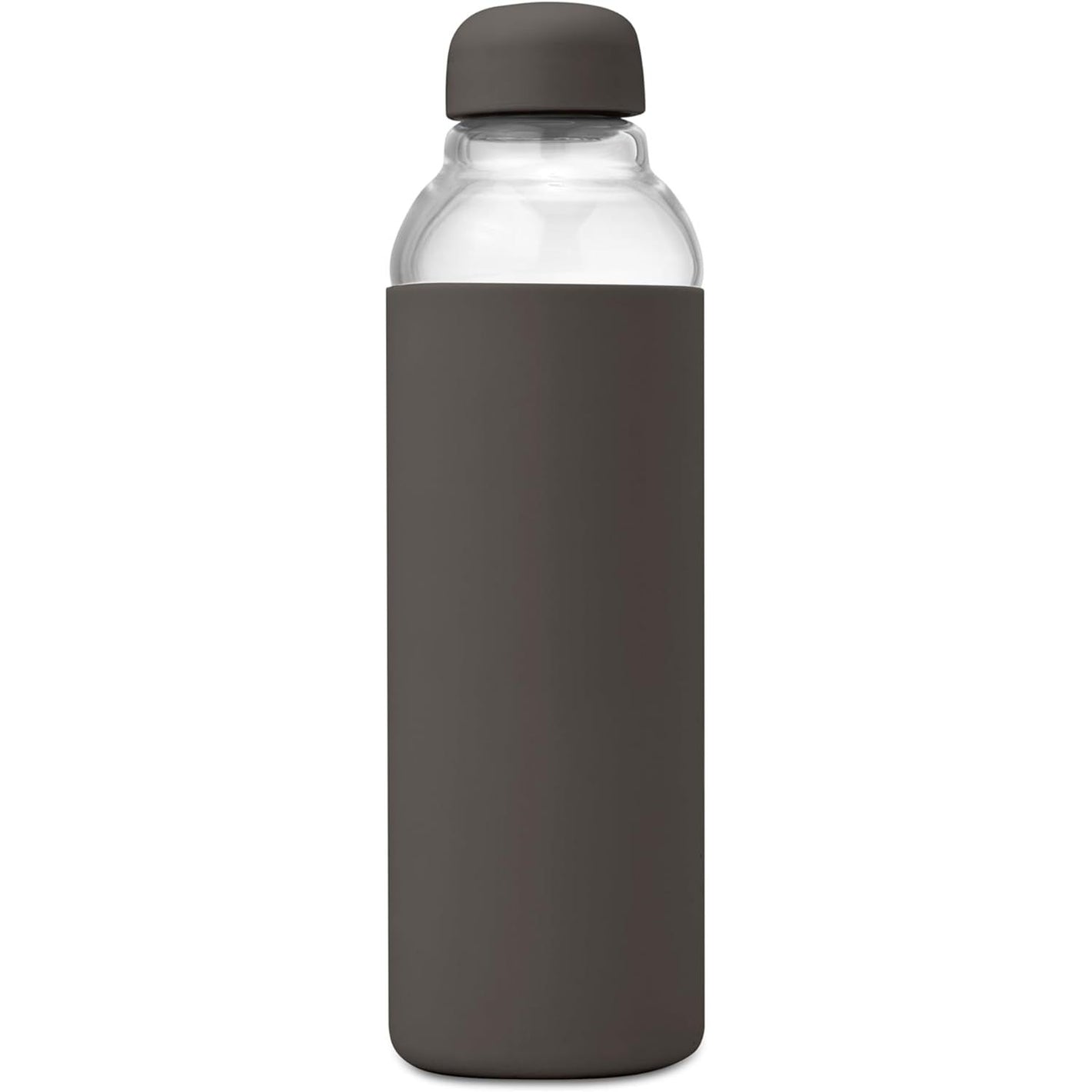 W&P Porter Glass Water Bottle w/ Protective Silicone Sleeve | Charcoal 20 Ounces | On-the-Go | Reusable Bottle for Coffee, Tea and Water | Portable | Dishwasher Safe