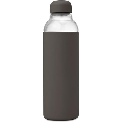 W&P Porter Glass Water Bottle w/ Protective Silicone Sleeve | Charcoal 20 Ounces | On-the-Go | Reusable Bottle for Coffee, Tea and Water | Portable | Dishwasher Safe