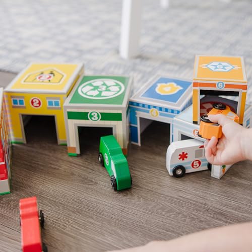 Buy now Melissa & Doug Nesting and Sorting Blocks - 6 Buildings, 6 Wooden Vehicles - FSC Certified at indiglob india