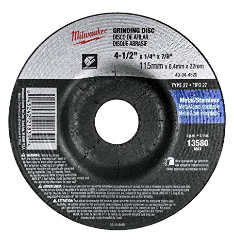 Buy now Milwaukee 5 Pack - 4 1 2 Grinding Wheel For Grinders - Aggressive Grinding For Metal & Stainless Steel - 4-1/2" x 1/4 x 7/8-Inch | Depressed at indiglob india
