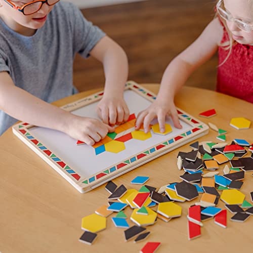 Buy now Melissa & Doug Deluxe Wooden Magnetic Pattern Blocks Set - Educational Toy with 120 Magnets and Carrying Case, Multi/None, 1 EA, English Only. at indiglob india