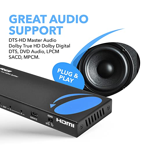 Buy now OREI HDMI Splitter 1 in 4 Out – 4K@30Hz HDMI 2.0 Splitter with HDCP 1.4, EDID Management, and LPCM/Dolby/DTS Audio Support–Compact Plug & Play Design at indiglob india