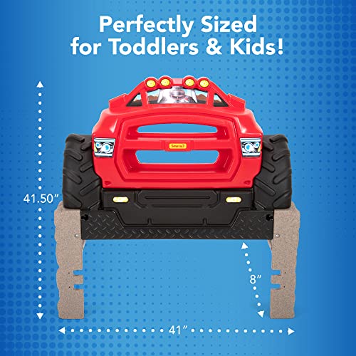 Buy now Simplay3 Monster Truck Headboard, Twin Size Plastic Car Bed Headboard for Kids, Toddlers and Boys with Toy Car Storage - Red, Made in USA at indiglob india