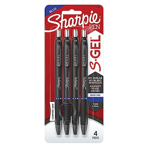 Buy now Sharpie?? S Gel Pens, Fine Point, 0.5 mm, Black Barrels, Blue Ink, Pack Of 4 Pens at indiglob india