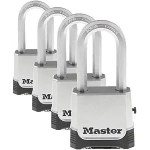 Buy now Master Lock Silver Outdoor Combination Lock, Heavy Duty Weather Resistant Padlock with Resettable Code and Cut Resistant Boron Carbide Shackle for Outdoor Use, M176XDLH (Pack of 4) at indiglob india