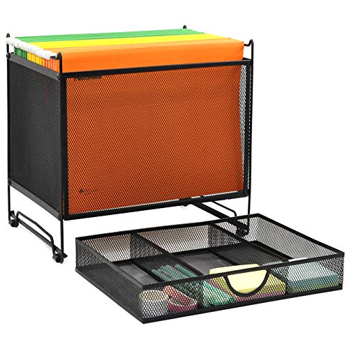 Buy now Metal Desk Hanging File Folder Box Storage Holder Bin Organizer with Drawer for Letter/A4 for Home Office, Black at indiglob india