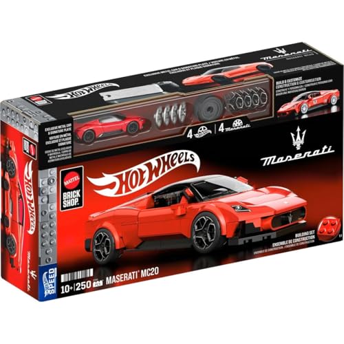 Buy now Hot Wheels 1/32 Maserati MC20 Building Kit, 250 Pieces, Includes 1/64 Mini Car, Hot Wheels Mattel Brick Shop at indiglob india