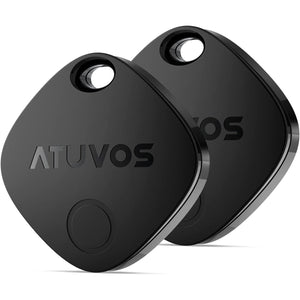 ATUVOS Air Tracker Tags-2 Pack, Bluetooth Luggage Tracker Works with Apple Find My APP (iOS Only, Not for Android), Keys Finder and Item Locator for Luggage, Backpack, Suitcases, Replaceable Battery