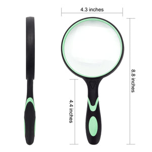 Buy now Large Magnifying Glass 10X Handheld Reading Magnifier for Seniors - 100MM 4INCHES Real Glass Magnifying Lens for Book Newspaper Reading, Insect and Hobby Observation, Science (Green) at indiglob india