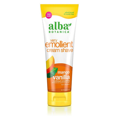 Alba Botanica Very Emollient Cream Shave, Mango Vanilla, 8 Oz