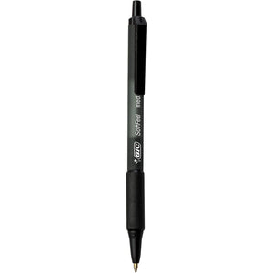 BIC Soft Feel Black Retractable Ballpoint Pens, Medium Point (1.0mm), 5-Count Pack, Black Pens With Soft-Touch Comfort Grip