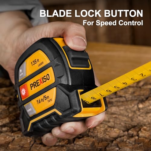 Buy now PREXISO 2-in-1 Laser Tape Measure, 135Ft Rechargeable Measurement Tool & 16Ft Measuring Movable Magnetic Hook - Pythagorean, Area, Volume, Ft/Ft+in/in/M Unit NOT Digital at indiglob india