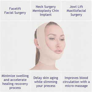Post Surgical Chin Strap Bandage for Women - Neck and Chin Compression Garment Wrap - Face Slimmer, Jowl Tightening (M)