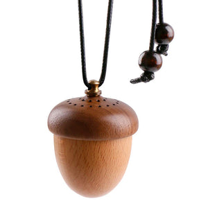 Wooden Acorn Essential Oil Car Diffuser Air Freshener Hang Decoration Brown