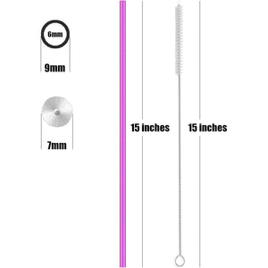 ALINK 15 inch Extra Long Reusable Silicone Straws, 4-Pack Flexible Straws for Stanley 40 oz Tumbler, 1 Gallon Water Bottles, 128 64 30 oz Jug Cup with Cleaning Brush