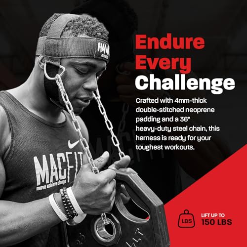 Buy now Hawk Sports Neck Harness for Men and Women with Adjustable Neck Strap and 30" Steel Chain for Safely Lifting Weights Up to 150 lbs., Neck Exercise Equipment for Muscle Growth and Strength Training at indiglob india
