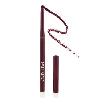 Palladio Retractable Waterproof Lip Liner High Pigmented and Creamy Color Slim Twist Up Smudge Proof Formula with Long Lasting All Day Wear No Sharpener Required, Black Berry