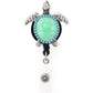 Aquamarine Enamel Sea Turtle Retractable ID Badge Reel,Name Card Holder for Nurse - My Store