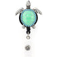 Aquamarine Enamel Sea Turtle Retractable ID Badge Reel,Name Card Holder for Nurse