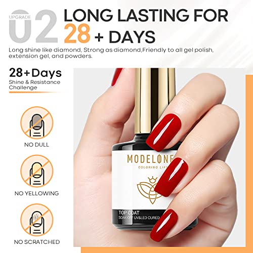 Buy now modelones Gel Nail Polish Top Base Coat, 2 PCS Clear High Glossy Long Lasting Soak Off Home Salon DIY Manicure Gift for Women at indiglob india