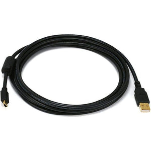 Monoprice USB 2.0 Type-A Male to Mini-B 5pin Male Cable - with Ferrite Core, Gold Plated, 28/24AWG, 6 Feet, Black