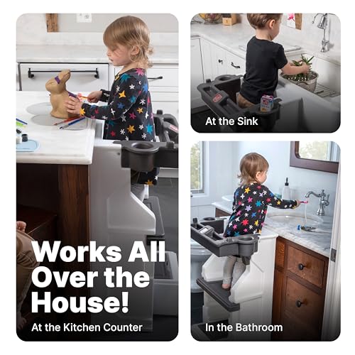Buy now Step2 Mobile Helper, Toddler Step Stool & Tower Stand, Adjustable Height & Built-in Storage, Non-Slip Feet, Includes Safety Bar, Easy Wipe Down, for Kids 1.5+ Years Old at indiglob india