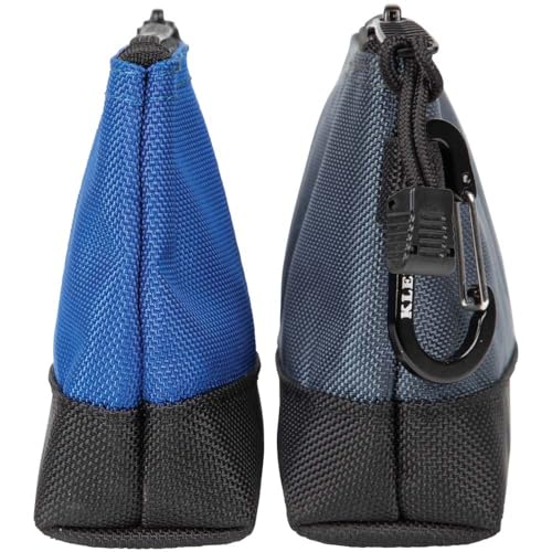 Buy now Klein Tools 55559 Stand-Up Zipper Bag Tool Pouch with Carabiners, 7-Inch Blue and 14-Inch Gray Utility Bags with Reinforced Bottom, 2-Pack at indiglob india