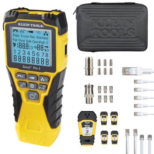 Buy now Klein Tools VDV501-853 Coaxial Cable Tester, Scout Pro 3 with Test-n-Map Remote, Includes Remotes #2 - #6, Tests Voice, Data and Video Cable at indiglob india