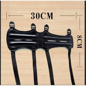 Archery Leather Arm Guard Long 4 Straps Forearm Protective Gear Hunting Arrow Bow