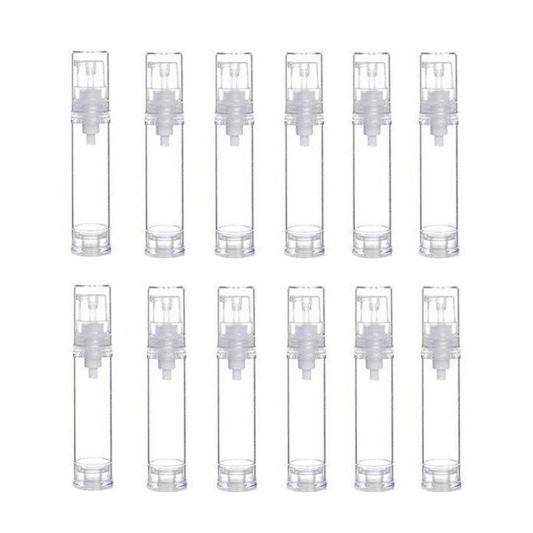 12PCS 10ML/0.34OZ Portable Plastic Empty Clear Airless Vacuum Pump Bottles Container Cosmetic Cream Lotion Vial Jars Make-up Liquids Sample Packing Storage Dispensing Tins - My Store