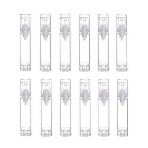 12PCS 10ML/0.34OZ Portable Plastic Empty Clear Airless Vacuum Pump Bottles Container Cosmetic Cream Lotion Vial Jars Make-up Liquids Sample Packing Storage Dispensing Tins - My Store