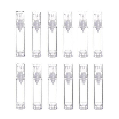 12PCS 10ML/0.34OZ Portable Plastic Empty Clear Airless Vacuum Pump Bottles Container Cosmetic Cream Lotion Vial Jars Make-up Liquids Sample Packing Storage Dispensing Tins - My Store