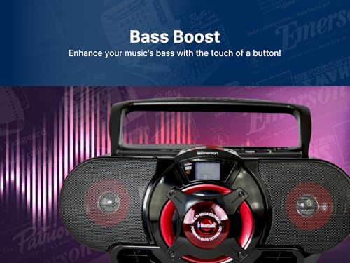 Buy now Emerson EPB-3002 Portable Bluetooth, MP3/CD AM/FM Stereo Radio Cassette Player/Recorder with Subwoofer and USB Input Boombox at indiglob india