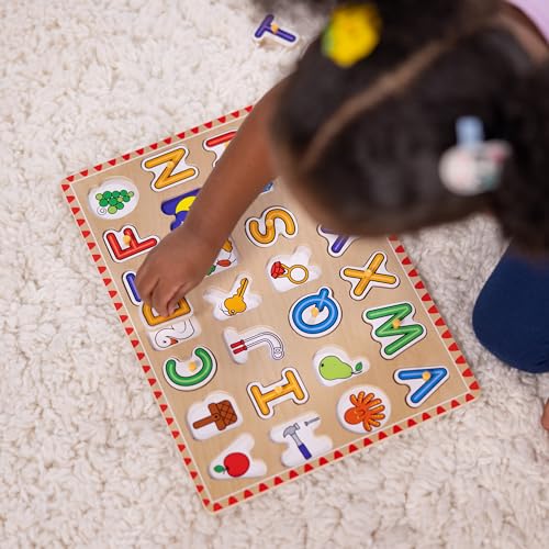 Buy now Melissa & Doug Wooden Lift & See Peg Puzzle Early Learning 2-Pack for Girls and Boys ƒ?? Alphabet, Numbers at indiglob india