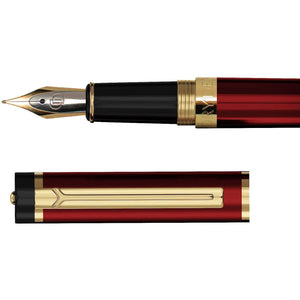 Dryden Designs Fountain Pen Medium Nib Gift Pouch - with 24 Ink Cartridges - MCM (Red)