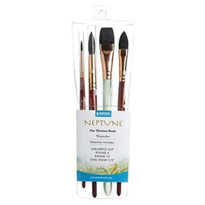 Buy now Princeton Artist Brush Neptune Series 4750 - 4-Piece Synthetic Squirrel Watercolor Paint Brush Set- Includes Aquarelle ??ƒ?� Oval Wash ?« & 2 Round Brushes Sizes 4 & 12 at indiglob india