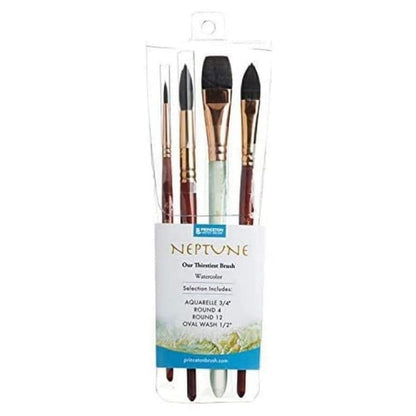 Buy now Princeton Artist Brush Neptune Series 4750 - 4-Piece Synthetic Squirrel Watercolor Paint Brush Set- Includes Aquarelle ??ƒ?� Oval Wash ?« & 2 Round Brushes Sizes 4 & 12 at indiglob india